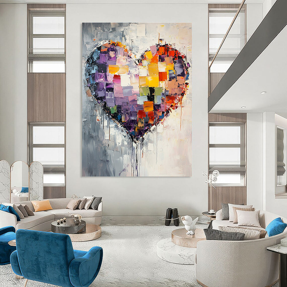 Colorful Patchwork Heart for Bohemian - Style Living Room & Love - Themed Gallery STSC559