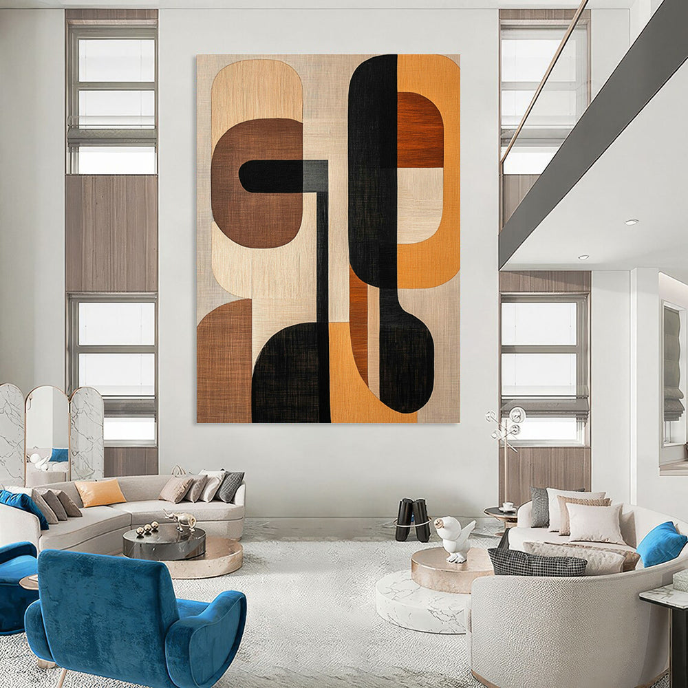 Geometric Patchwork Abstract Art for Mid - Century Home & Design Showroom DLZ1249