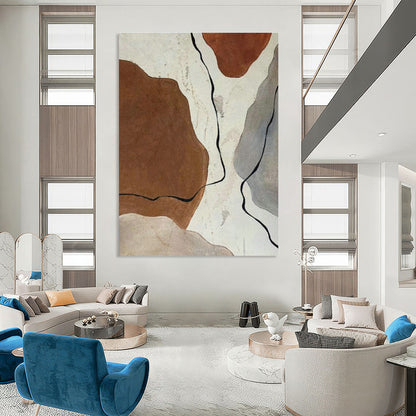 Earth - Toned Abstract Shapes Art for Desert Retreat & Pottery Studio DLZ0623