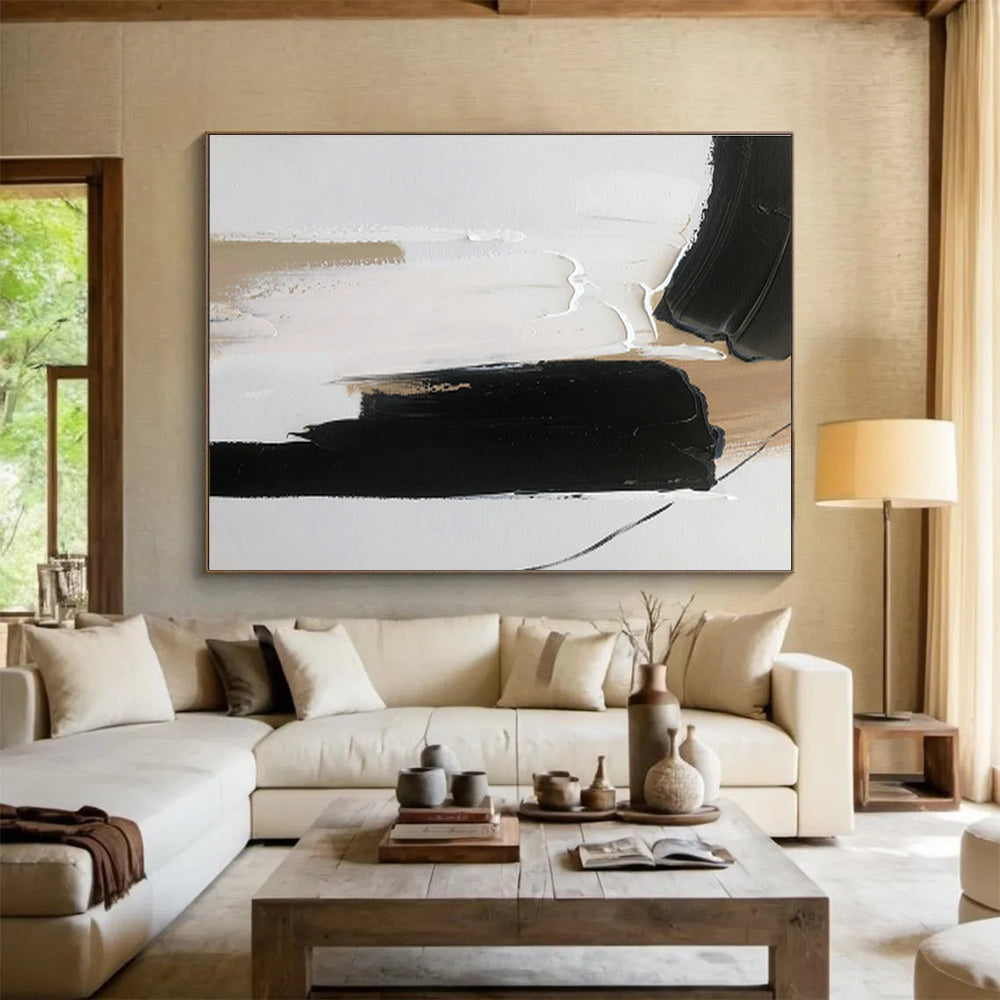 Beige - White - Black Abstract Art for Home Office Creative Focus DLZ2699