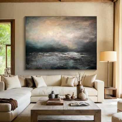 Dark Sea View Oil Painting for Industrial - Style Loft Office Spaces DLZ3153