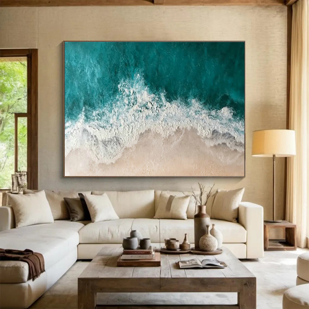 Aerial Ocean Wave & Beach Art for Coastal - Themed Vacation Rentals DLZ3083