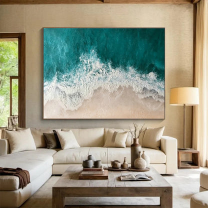 Aerial Ocean Wave & Beach Art for Coastal - Themed Vacation Rentals DLZ3083
