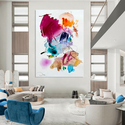 Watercolor Blend Abstract Art for Bohemian - Style Home Living Rooms DLZ0086