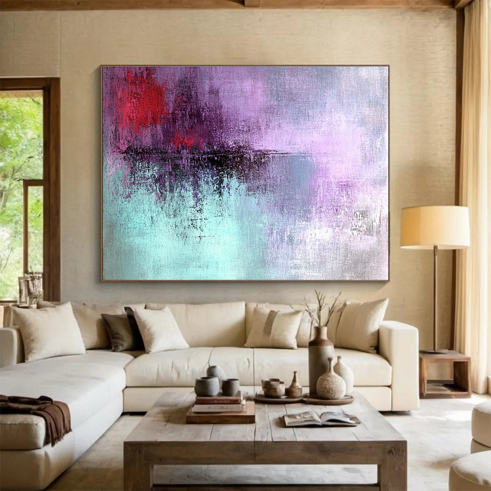 Purple - Red - Teal Abstract Art for Bohemian Living Room & Creative Studio SC221