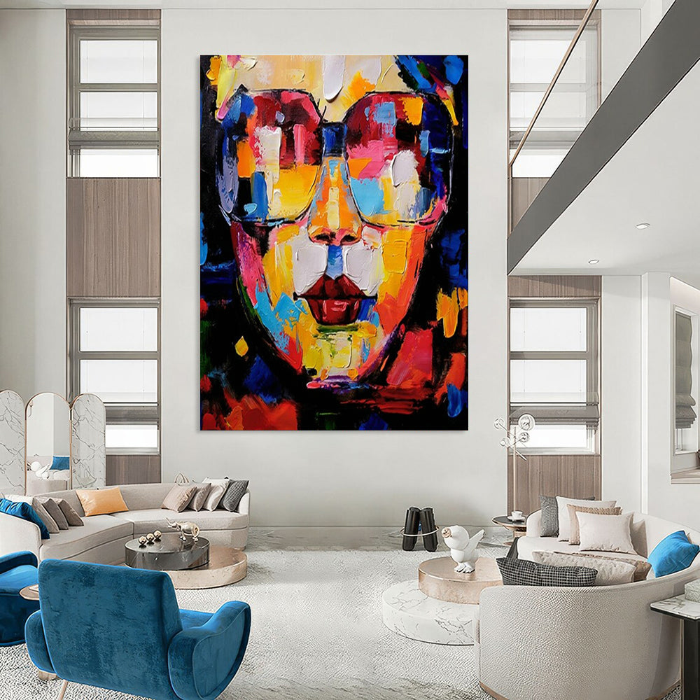 Vibrant Sunglasses Portrait Art for Fashion Boutique & Pop - up Art Event DLZ2352