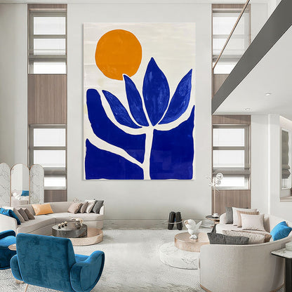 Blue Flower and Orange Sun Art for Bohemian - Style Café & Nature - Lover’s Home Studio STSC1332