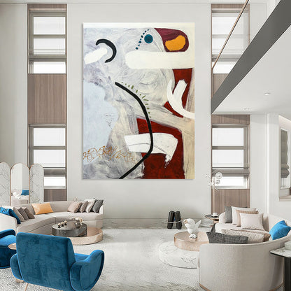 Gray - White - Red Abstract Art for Modern Loft & Home Studio DLZ1115