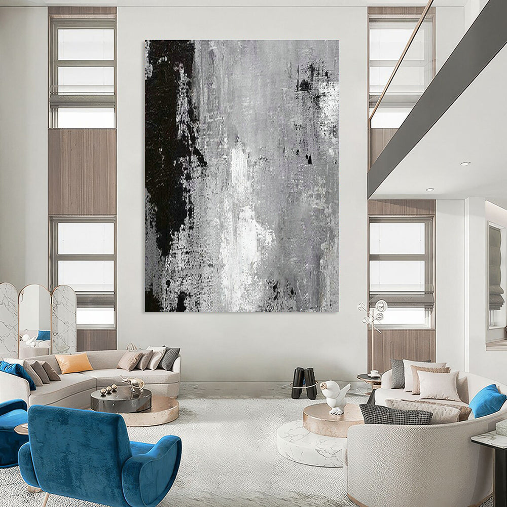 Textured Gray Abstract Art for Industrial Office & Art Gallery Corridor DLZ2058