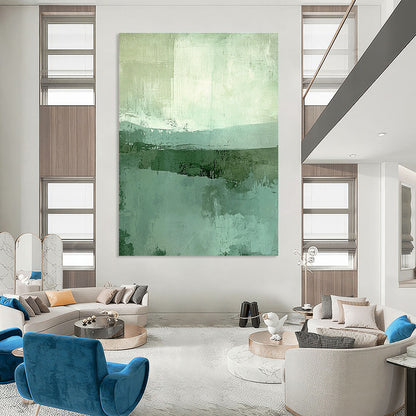 Textured Green & Teal Landscape Art for Eco - Friendly Home & Wellness Center STSC115