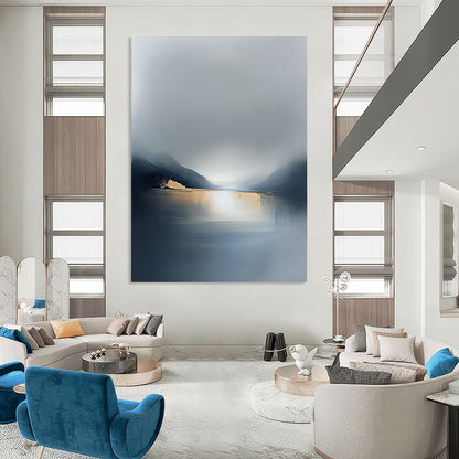 Minimalist Golden Lake Art for Boutique Hotel & Dining Room STSC088