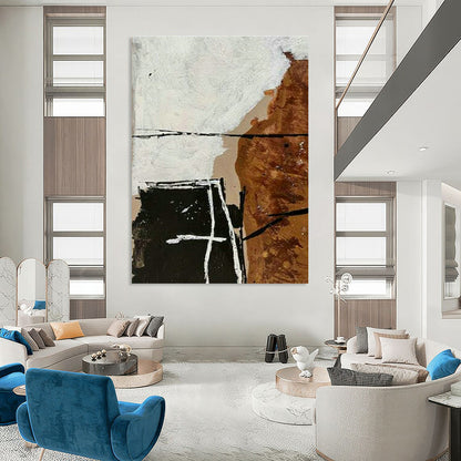 Brown - White Abstract Art for Rustic Home Office & Art Gallery DLZ2030