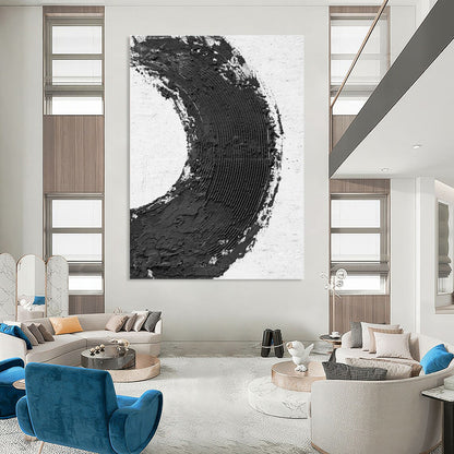 Black - White Circular Texture Art for Modern Lounge & Art - Themed Bar DLZ2375