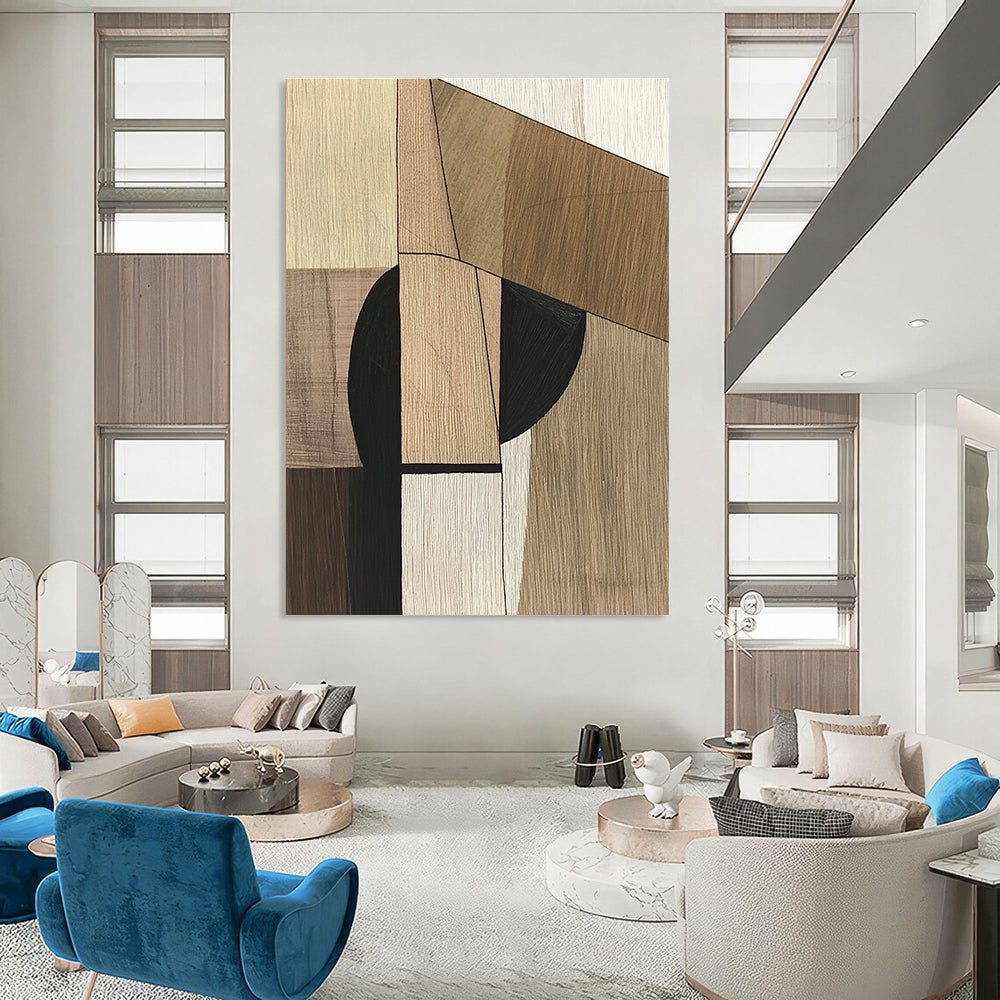 Geometric Wood - Tone Abstract for Mid - Century Modern Home & Minimalist Office STSC541