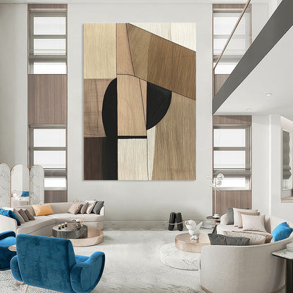 Geometric Wood - Tone Abstract for Mid - Century Modern Home & Minimalist Office STSC541
