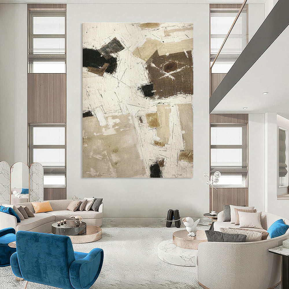 Black - White - Brown Abstract Art for Modern Art Gallery & Creative Studio DLZ1871