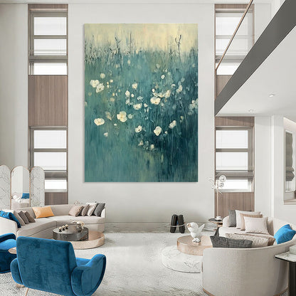 Blue - Green Floral Landscape Art for Living Room & Garden Room DLZ0425