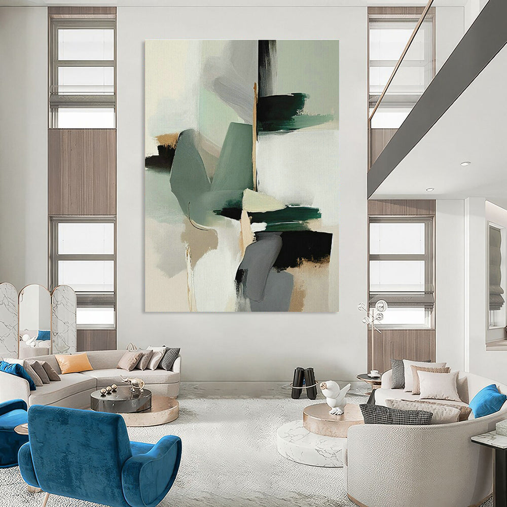 Green Geometric Abstract Art for Eco - Friendly Home & Modern Office Break Room DLZ1626