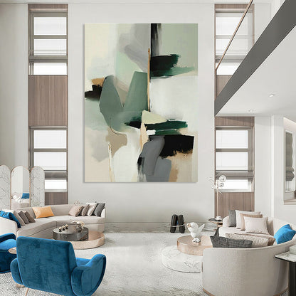 Green Geometric Abstract Art for Eco - Friendly Home & Modern Office Break Room DLZ1626