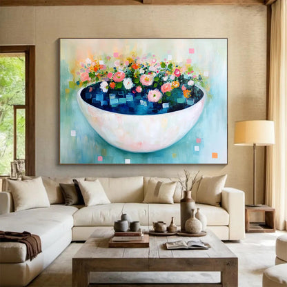 Floral Bowl Abstract Art for Charming Kitchen & Feminine Boutique SC343