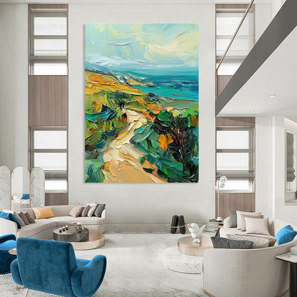 Textured Coastal View Art for Beach House & Caf茅 STSC082