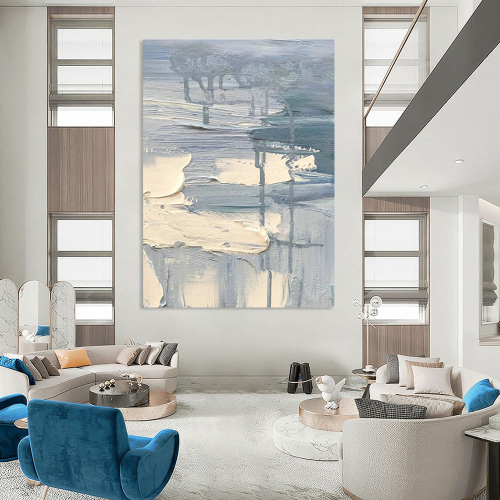 Light Blue - Gray Abstract Painting for Scandinavian - Style Home & Coastal Art Gallery DLZ1299