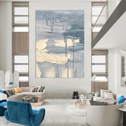 Light Blue - Gray Abstract Painting for Scandinavian - Style Home & Coastal Art Gallery DLZ1299