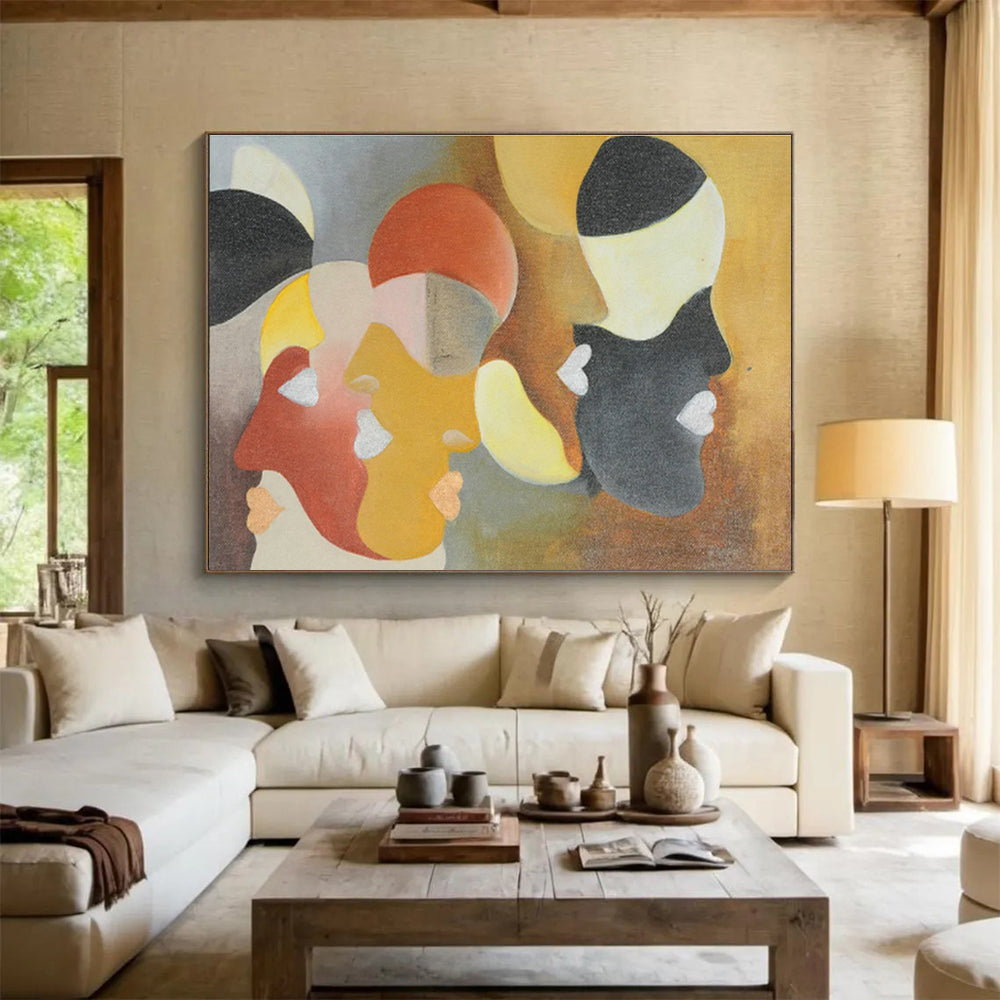 Geometric Faces Abstract Art: A Creative Hallway Focal Point DLZ2387