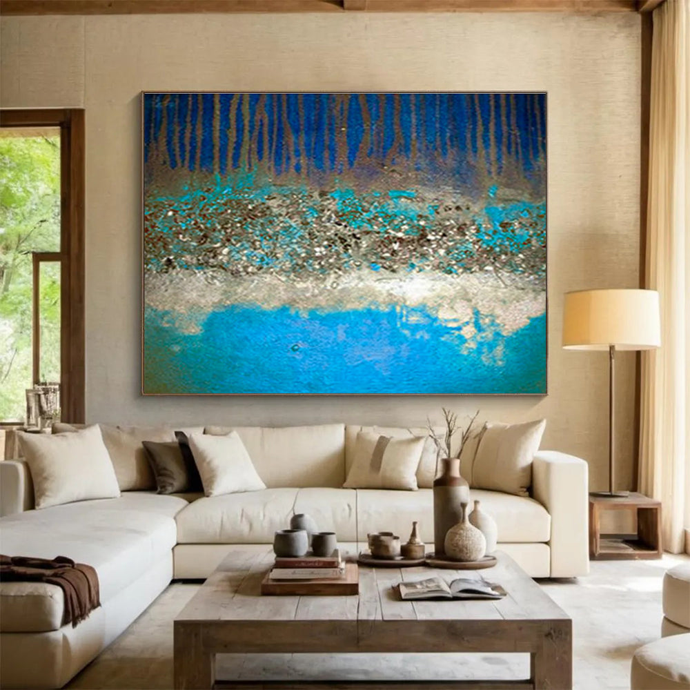 Blue - Brown Tree - Shadow Abstract Art for Cozy Reading Nook DLZ2769