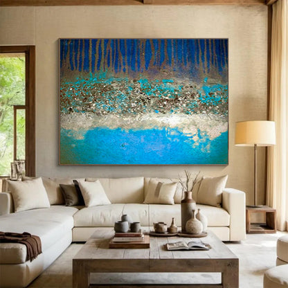 Blue - Brown Tree - Shadow Abstract Art for Cozy Reading Nook DLZ2769