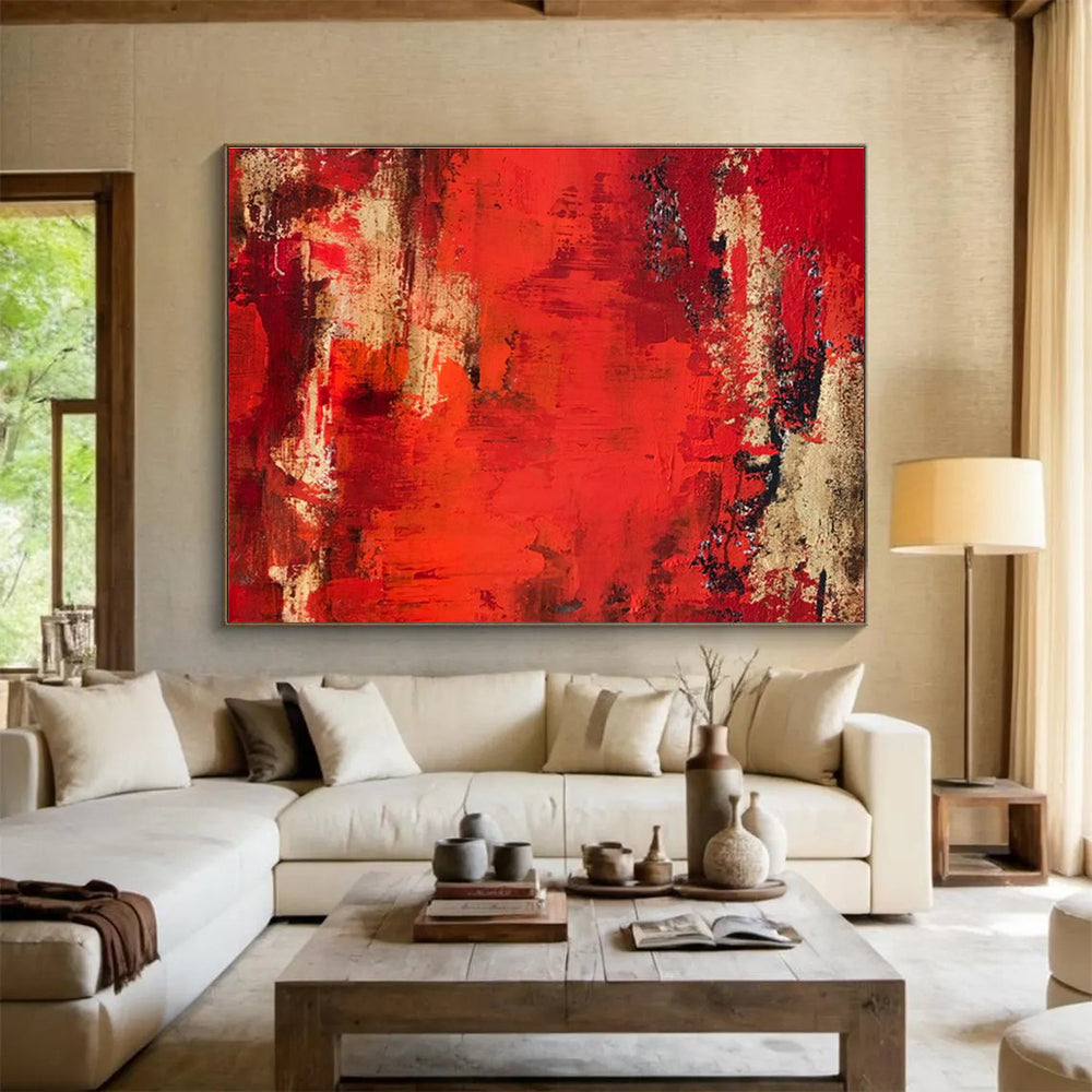 Red - Brown Abstract Art for Rustic - Chic Wine Bar Interiors DLZ2680