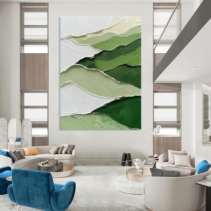 Textured Green and White Mountains for Nature - inspired Home Office & Modern Art Gallery STSC1005