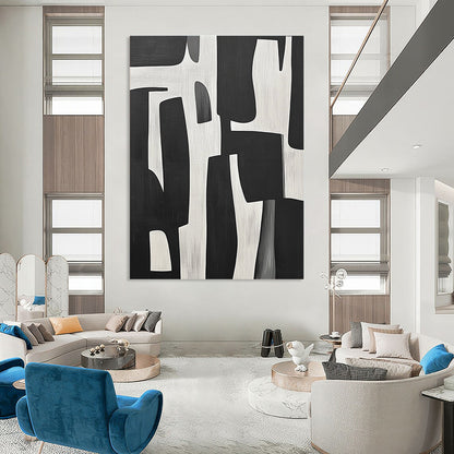 Black and White Geometric Abstract for Minimalist Office & Modern Entryway STSC328