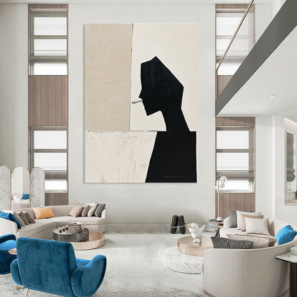 Silhouette with Cigarette Modern Abstract Portrait for Urban Art Café & Thought - Provoking Home Office STSC1486