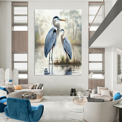 Blue Herons Art for Rustic Lakehouse & Bird - Watching Enthusiast’s Study DLZ1542
