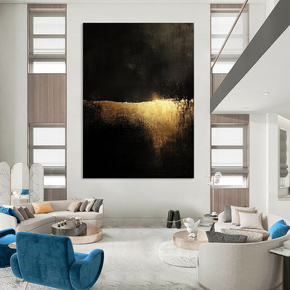 Luxe Black - Gold Abstract Art for Dining Room & Boutique Hotel STSC075