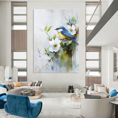 Blue Bird on Flowering Branch for Botanical - Themed Café & Nature Lover’s Bedroom STSC901