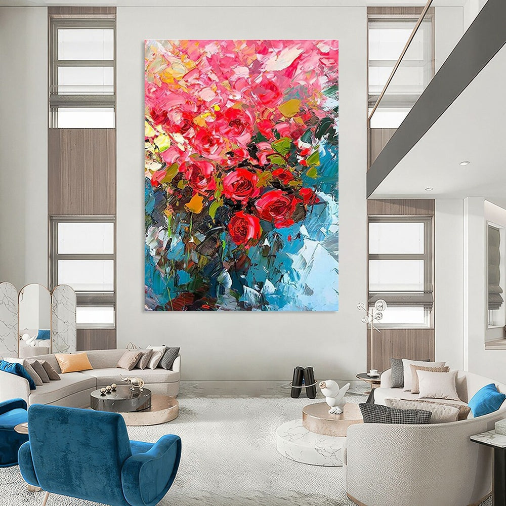 Vibrant Rose Bouquet Art for Romantic Wedding Venue & Feminine Boutique DLZ2132