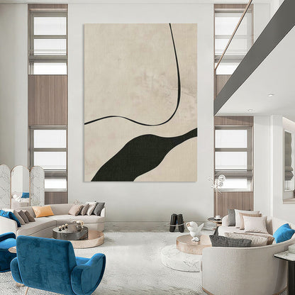 Black Curved Line Abstract Art for Bedroom & Living Room DLZ0407