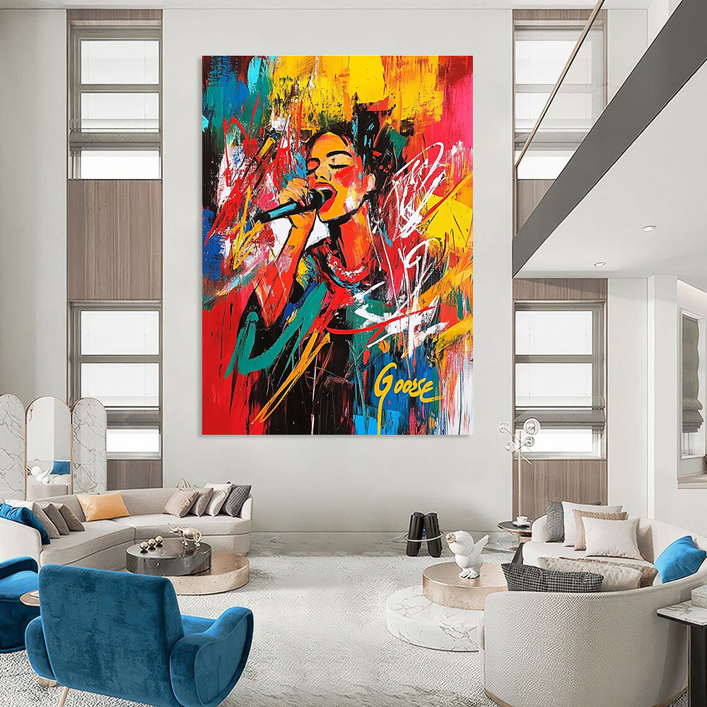 Colorful Singer Portrait Art for Music Room & Café STSC707