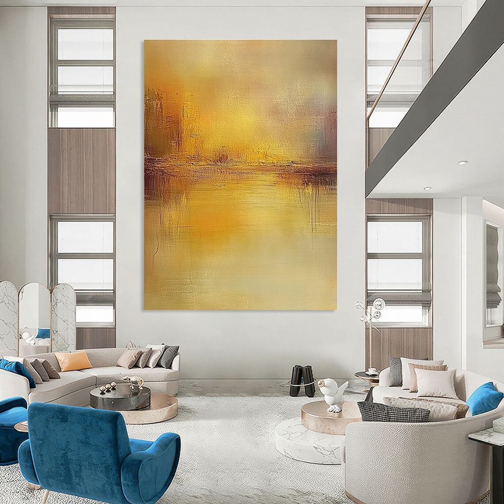 Golden Abstract Landscape for Luxury Living Room & Art Gallery Reception STSC860