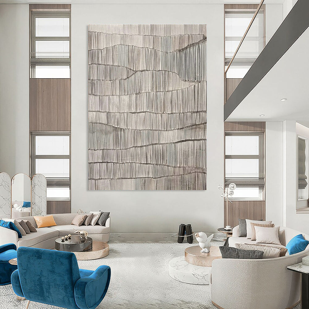 Wavy Line Textured Art for Coastal Restaurant & Art Gallery Atrium DLZ1041