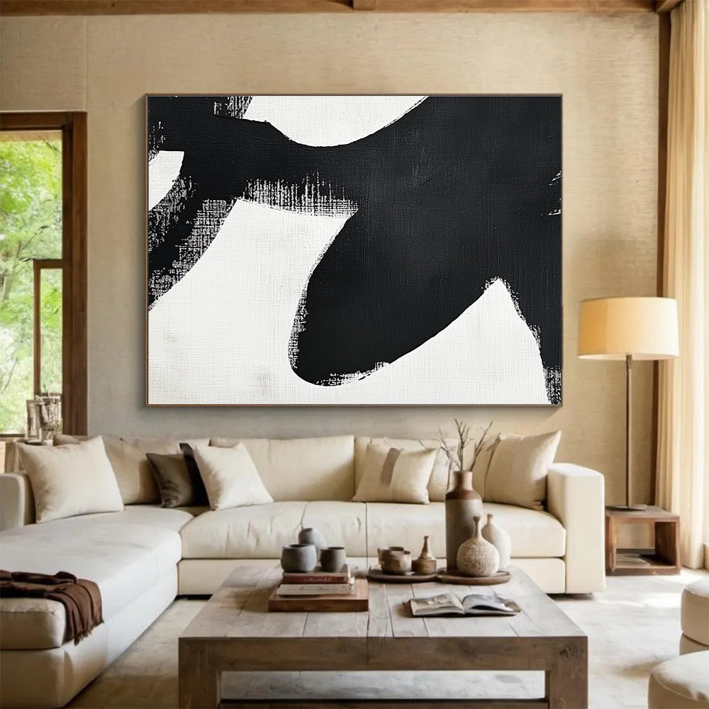 Bold Black - White Strokes Art for Creative Studio & Trendy Bar SC016
