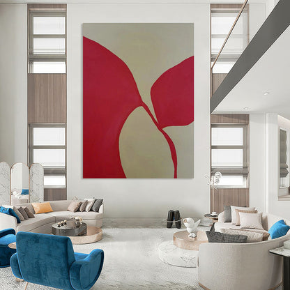 Red Double - Leaf Abstract Art for Florist Shop & Home Living Room DLZ1087