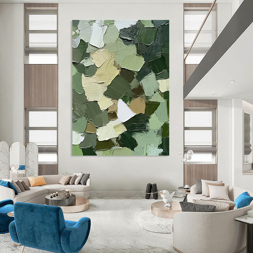 Green Palette Knife Abstract for Nature - Inspired Living Room & Eco - Friendly Café STSC831