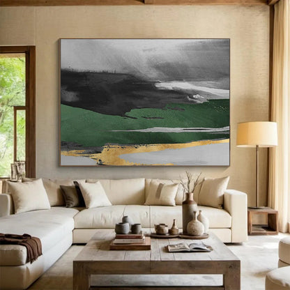 Dark Green - Gold Abstract for Luxury Home Office DLZ2990