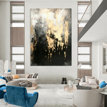 Gold - Gray Abstract Art for High - End Boutique & Art Deco Home DLZ1804