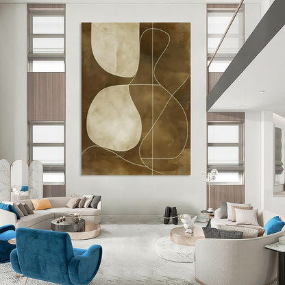 Brown - White Geometric Abstract Art for Minimalist Home Office & Art Gallery Lounge DLZ1838