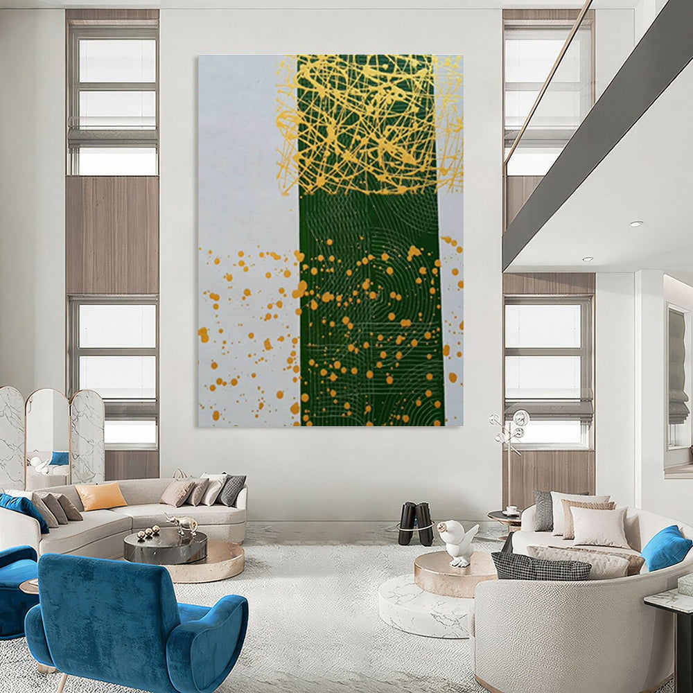 Yellow - Green Splatter Abstract Art for Bohemian Café & Artistic Playroom DLZ0776