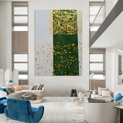 Yellow - Green Splatter Abstract Art for Bohemian Café & Artistic Playroom DLZ0776